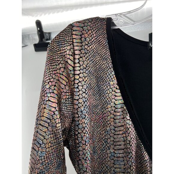 Venus Women's Bodycon Hi Low Dress Long Sleeve Multicolor Metallic Medium - Picture 5 of 11